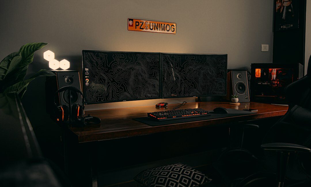 mystery writer desk setup
